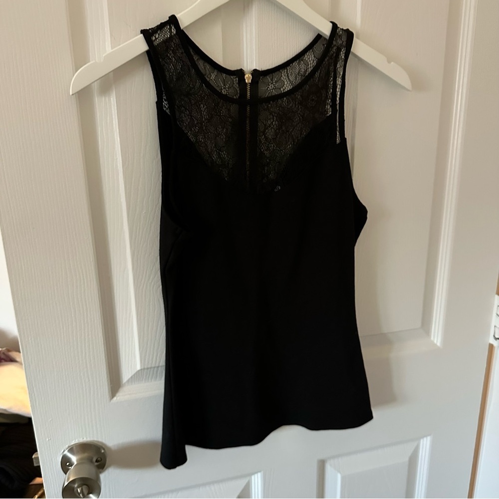 Black Mesh Detail Tank Top